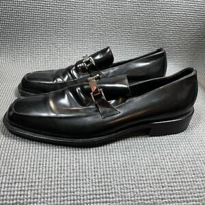 Aston Grey Collection Loafers Mens Size 9.5 Black Leather‎ Buckle Slip On